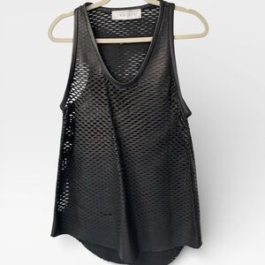 IRO Black Leather  Perforated Racerback Tank Top. Size 40